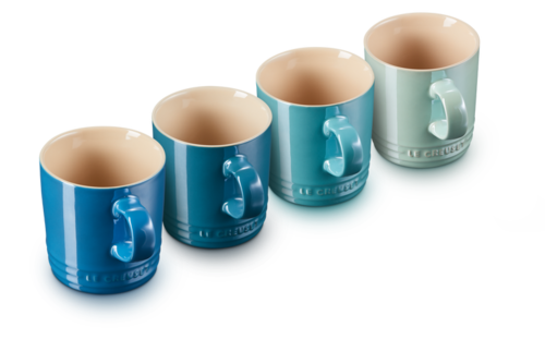 Set de 4 Mugs 350 ml en c&eacute;ramique Cama&iuml;eu de Bleu METALLICS